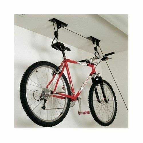 BICYCLE LIFT STORAGE RACK HOLDER PULLEY HOIST BIKE LIFT CYCLE BASEMENT GARAGE