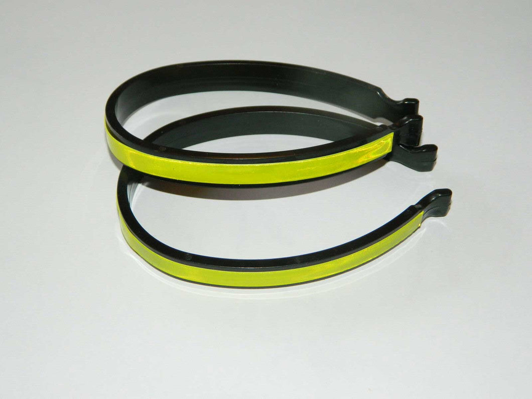 PAIR REFLECTIVE CYCLE BIKE TROUSER CLIPS CLIP HOLDER HI VIZ SAFETY STRIP